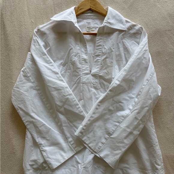 Nili Lotan Paulette Terry White 100% Cotton Shirt - Picture 8 of 10